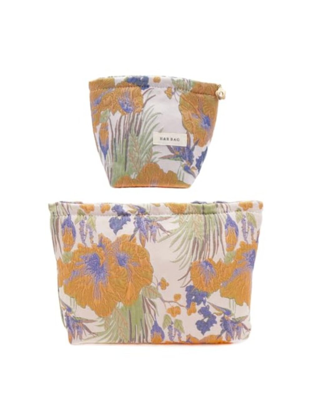 2 Pc Floral Cosmetic Bag Set Large Toiletry Organizer Zipper Pouch